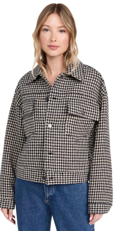 FRAME The Tweed Boxy Jacket Houndstooth