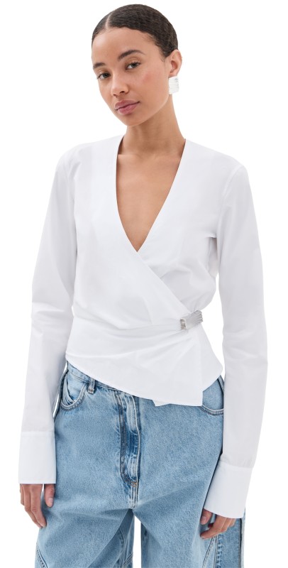 The Attico V Neck Blouse White