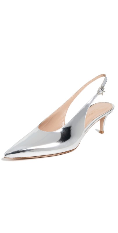 Gianvito Rossi Robbie Sling Metal Heels Silver