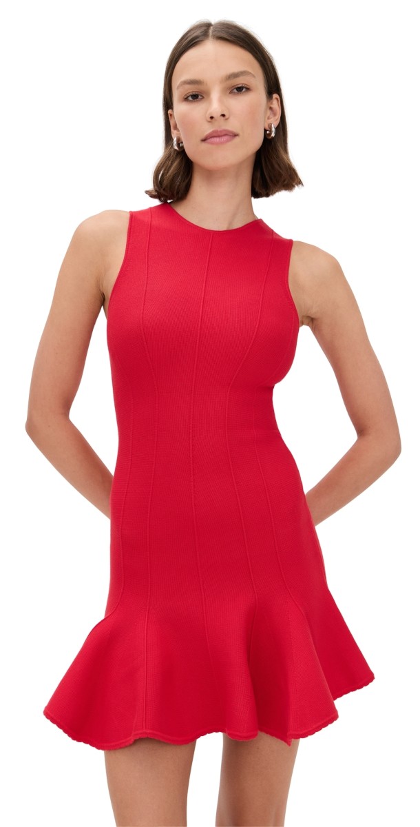 Fleur du Mal Dropped Waist Knit Corset Dress Rouge