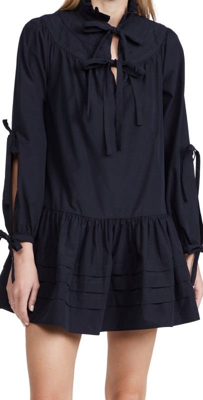 AMUR Oriana Blouson Sleeve Dress Navy Eclipse
