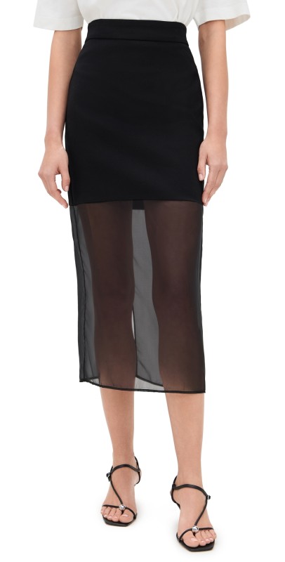 Pixie Market Skirt with Mesh Sheer Bottoms Black