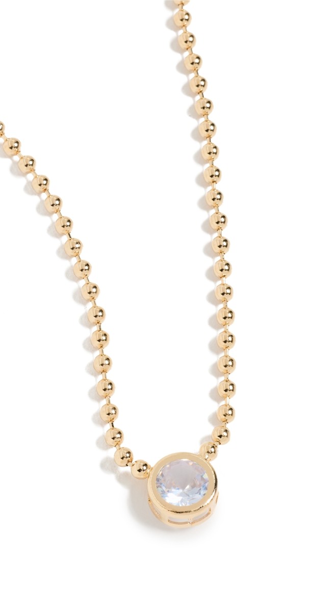 Alexa Leigh Crystal Gold Ball Chain Necklace 3mm Gold