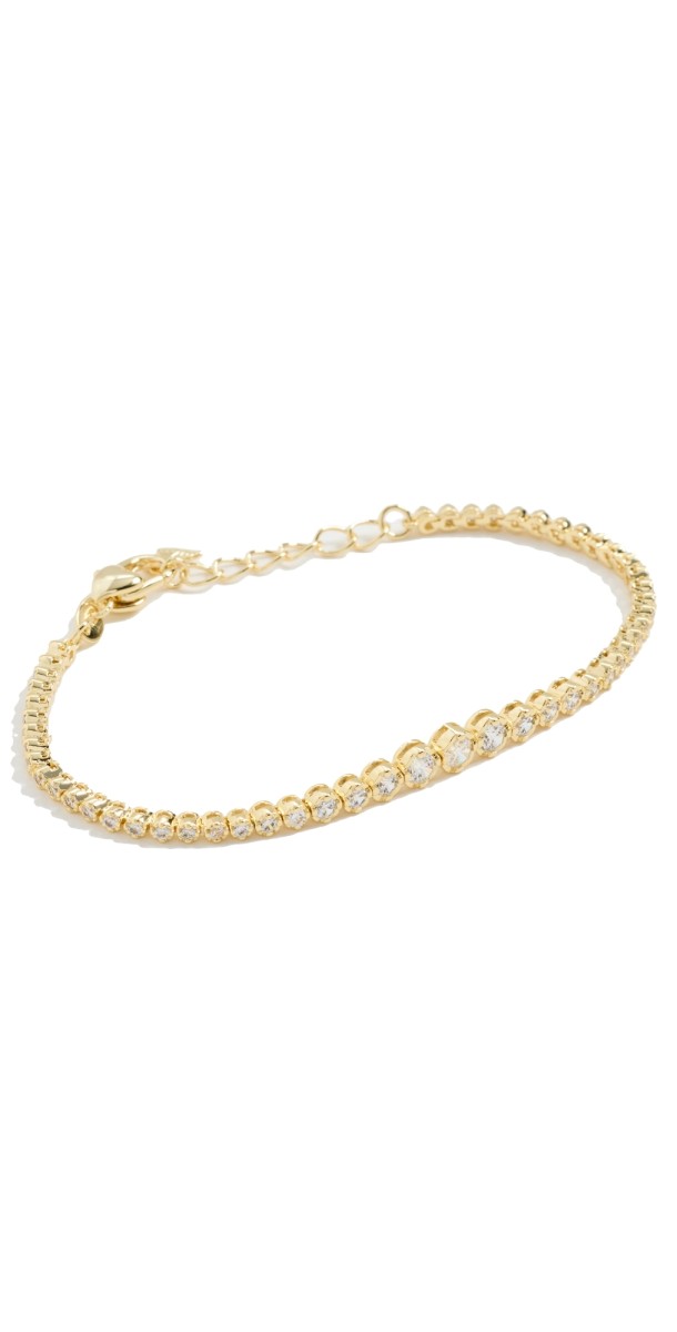 By Adina Eden Cubic Zirconia Bezel Graduated Tennis Bracelet Gold