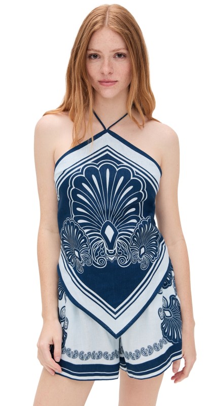 Shani Shemer Rosa Top Blue Print