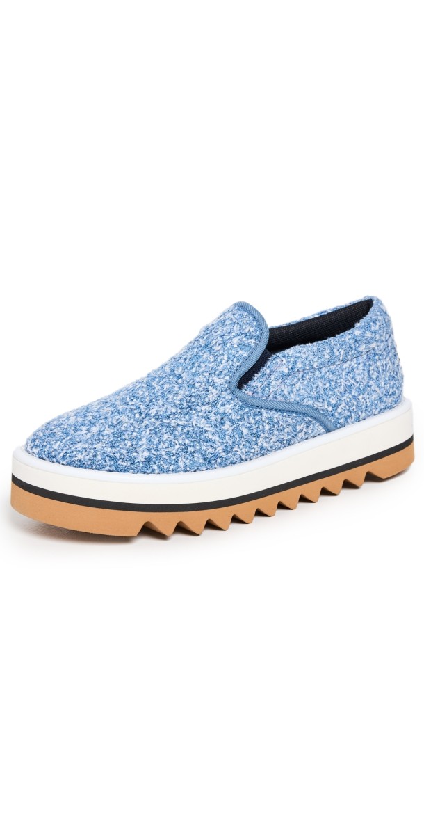 Stella McCartney Sneakelyse Denim Boucle Sneakers Dark Blue Denim