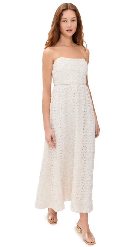 Line & Dot Aris Strapless Maxi Dress Ecru