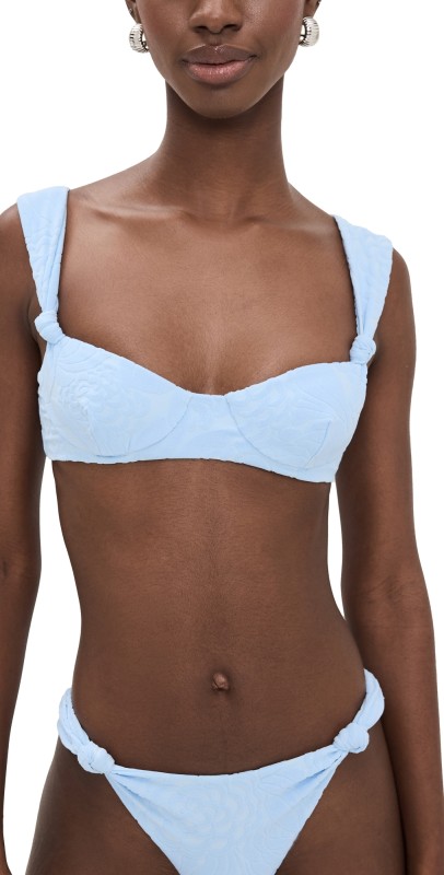 SIR. Dawn Knot Balconette Bikini Top Sky Floral