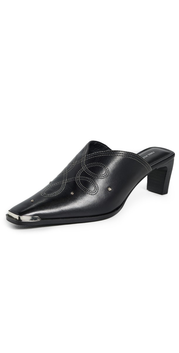 Free People Roxi Metal Tip Mules Black