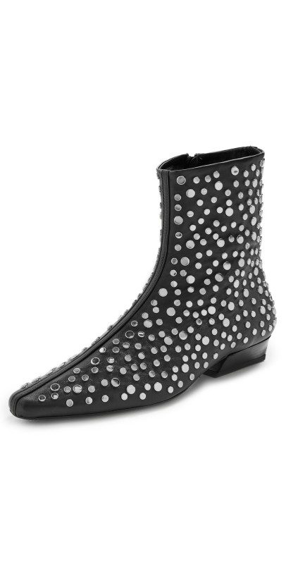 STAUD Wally Flat Ankle Boots Rivets