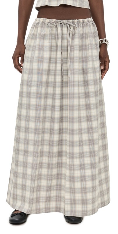 Lioness Sweet Escape Maxi Skirt Smoke Plaid