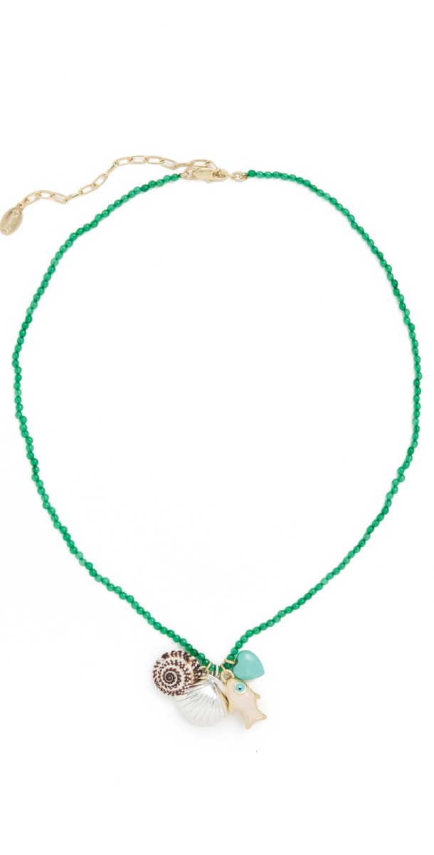 Clare V. Beaded Charm Necklace Mult