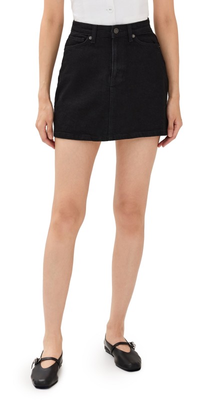 Reformation Lydia High Rise Denim Mini Skirt Black