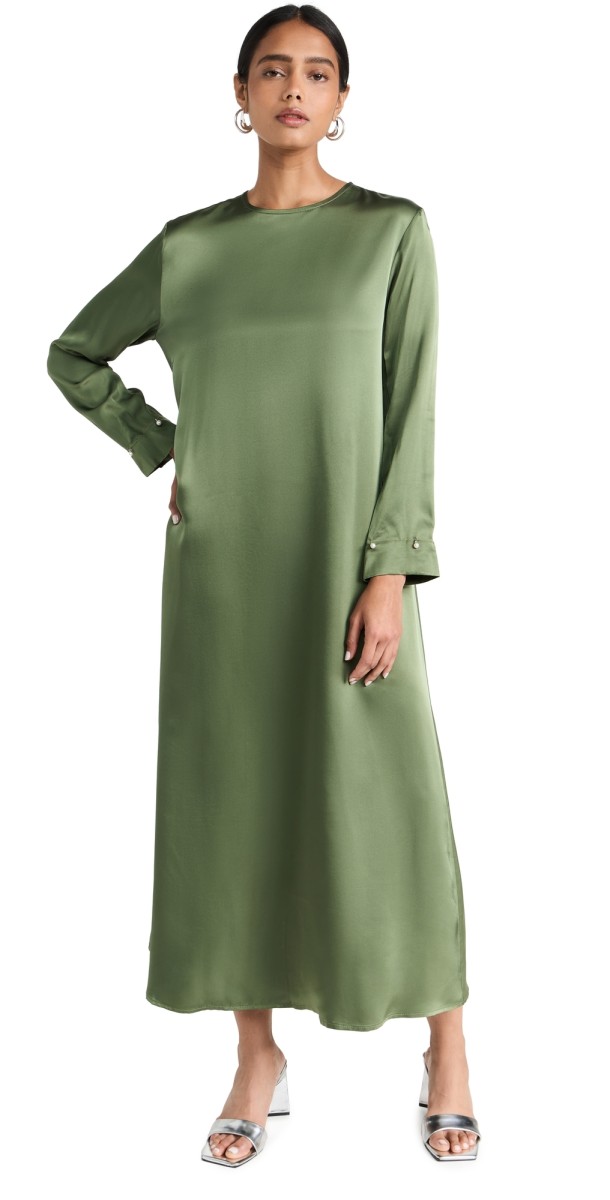 Sleeper Suzi Maxi Dress with Detachable Feathers in Green Green