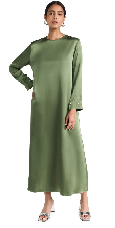 Sleeper Suzi Maxi Dress with Detachable Feathers in Green Green