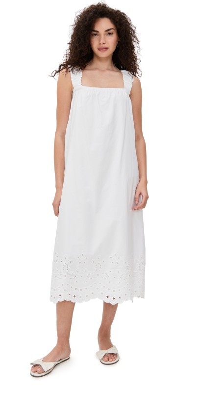 Pixie Market Cotton Eyelet Midi Dress White