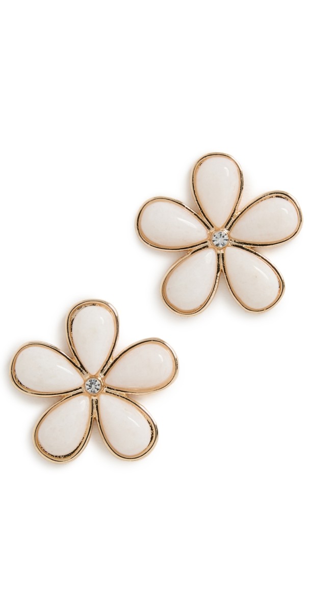 BaubleBar Resin Flower Earrings White/Gold