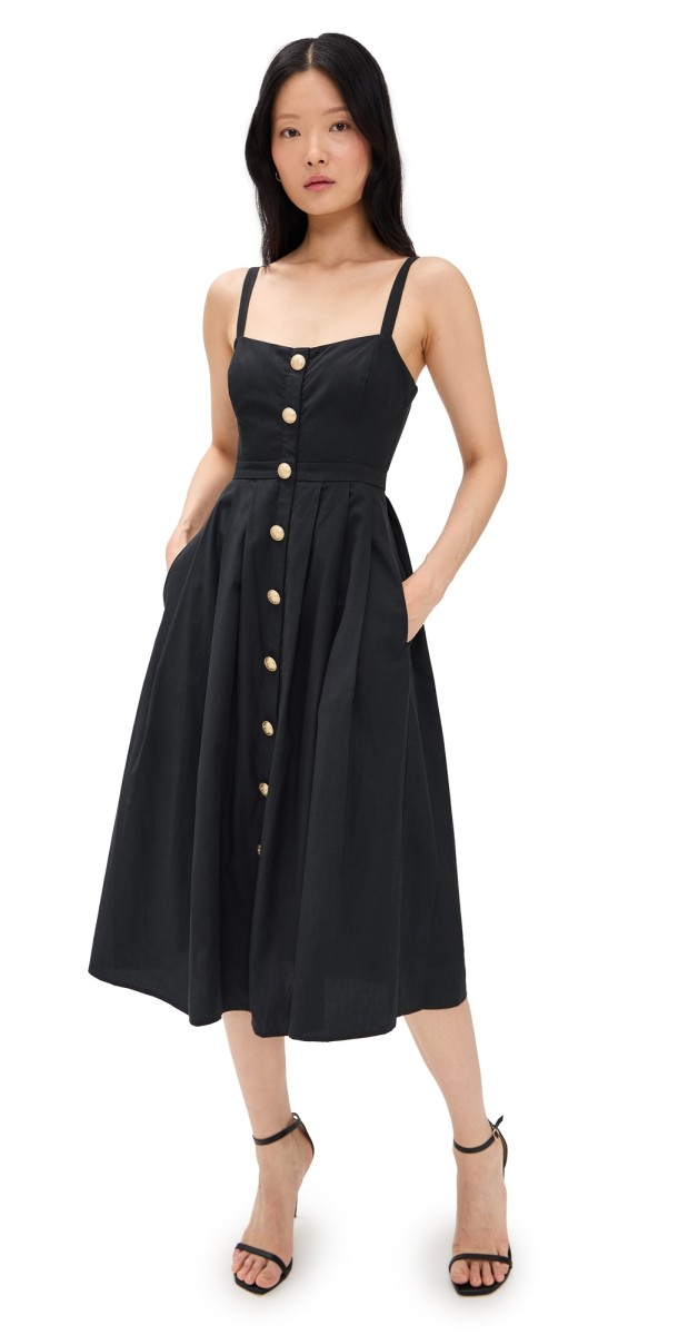L'AGENCE Esmeralda Sleeveless Midi Dress Black