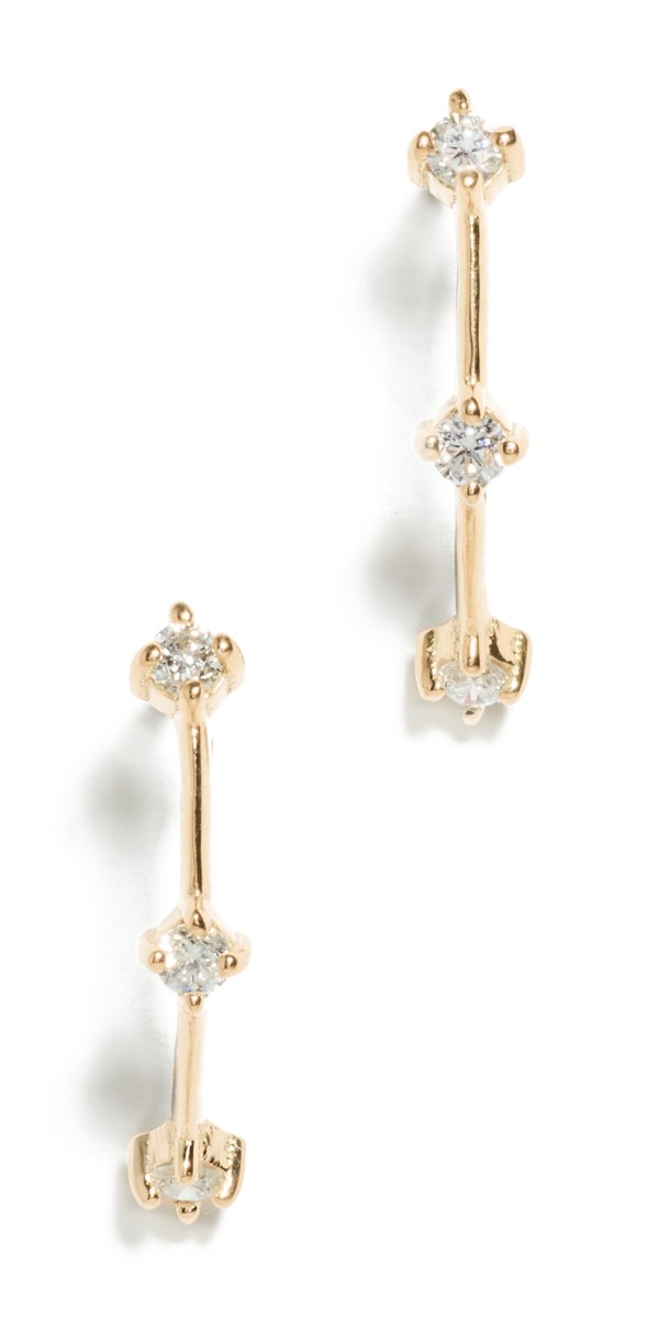 Zoe Chicco 14k Gold Diamond Dash Arc Earrings 14k Yellow Gold