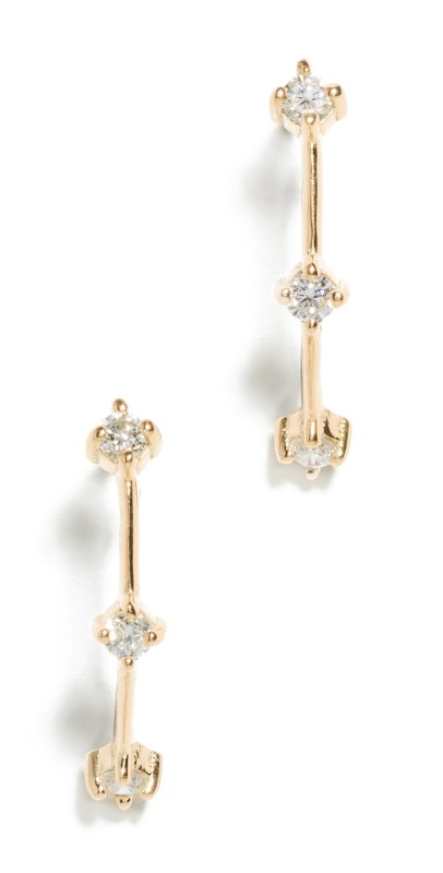 Zoe Chicco 14k Gold Diamond Dash Arc Earrings 14k Yellow Gold