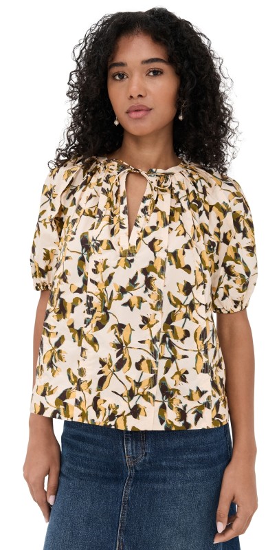 Ulla Johnson Loli Short Sleeve Blouse Mirage