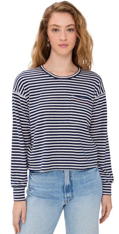 MOTHER The Dugout Scoop Pocket Tee Fluff And Blue/School Daze