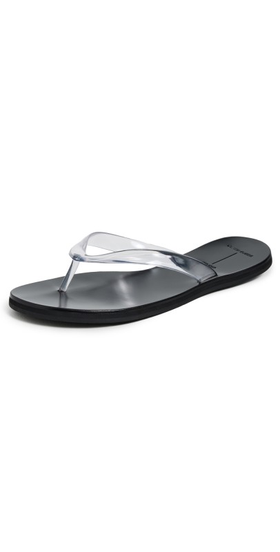 Black Suede Studio Jelly Sandals Clear PVC
