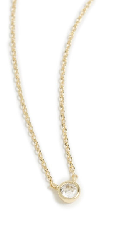 By Adina Eden Mini Cubic Zirconia Bezel Pendant Necklace Gold