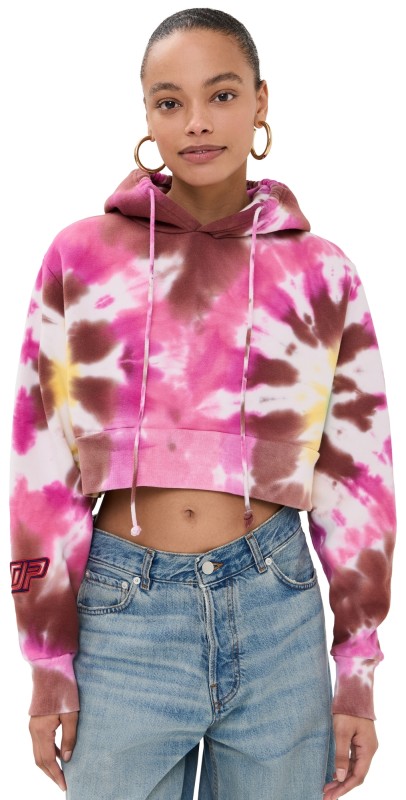 DANNIJOPRO NBA Crop Hoodie Pink Tie Dye