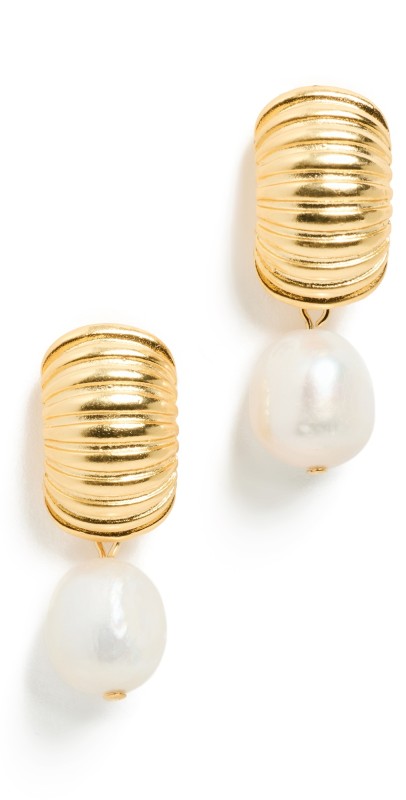 SHASHI Cameron Pearl Drop Earrings Gold/Pearl