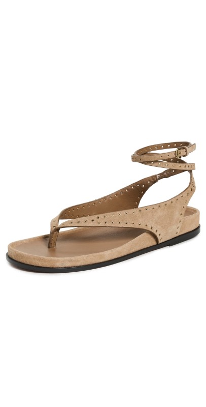 Madewell Millie Thong Lace Up Sandals Tawney Khaki