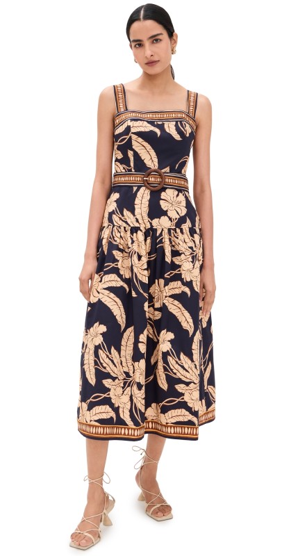 Shoshanna Kora Dress Navy/Khaki Multi