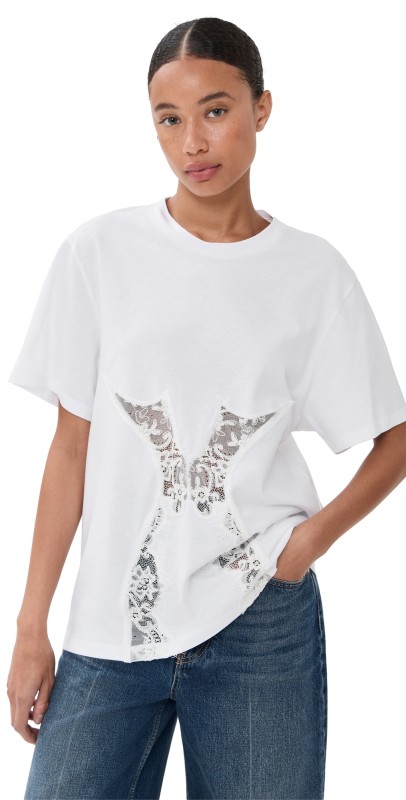 Stella McCartney Lace T-Shirt Insert Pure White