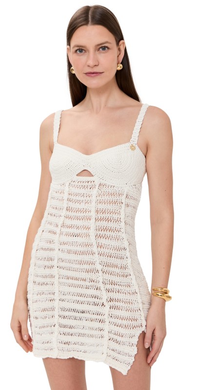 Casablanca Crochet Mix Dress White