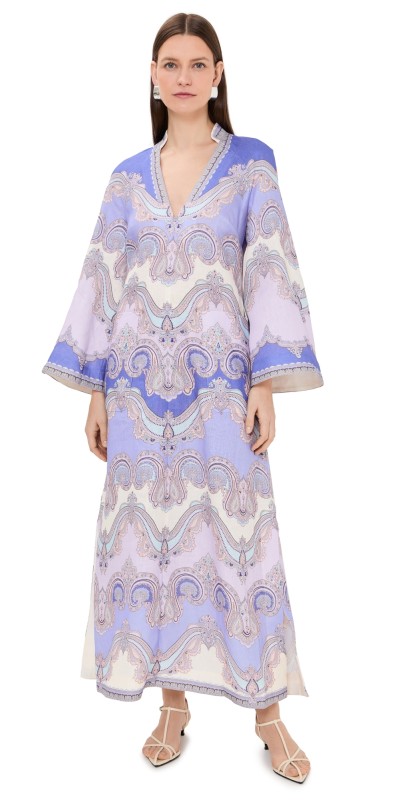 Zimmermann Maxine Tunic Midi Dress Cornflower Paisley