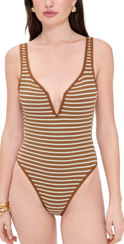 LSPACE Coco Classic One Piece Brown Sugar Stripe