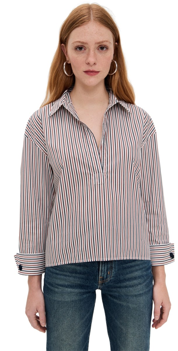 Veronica Beard Draymond Shirt Navy/Brandy Multi