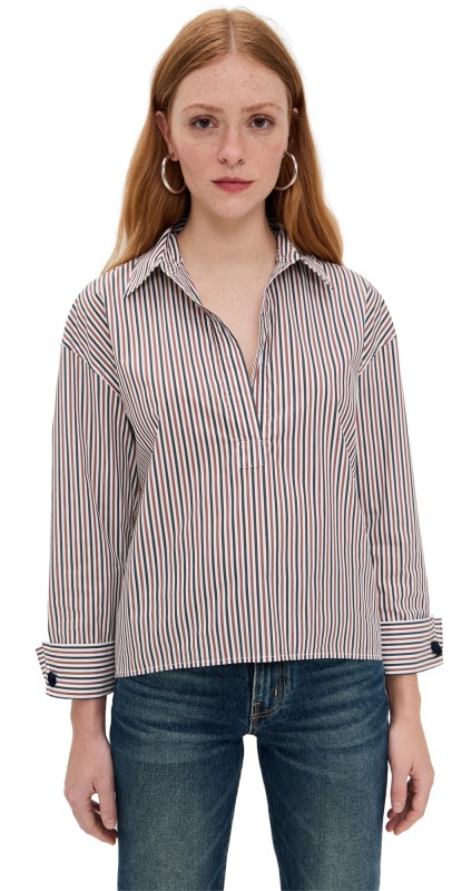 Veronica Beard Draymond Shirt Navy/Brandy Multi