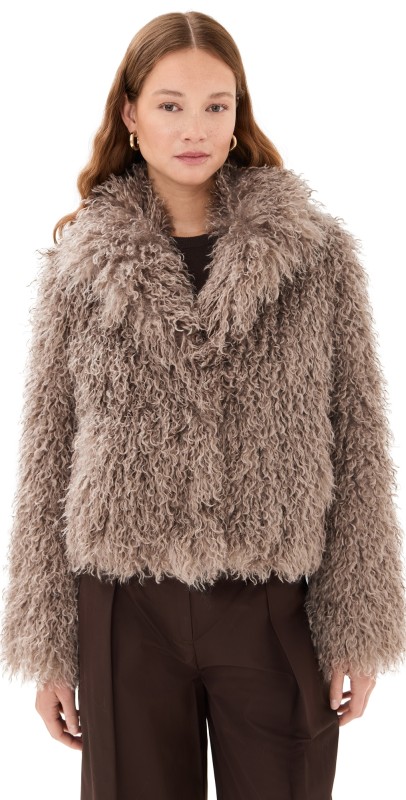 Sablyn Relaxed Fur Coat Eco Gravel