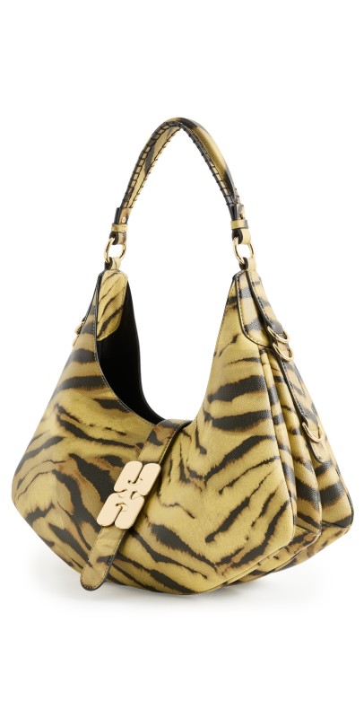 GANNI Kat Small Grained Zebra Bag Khak