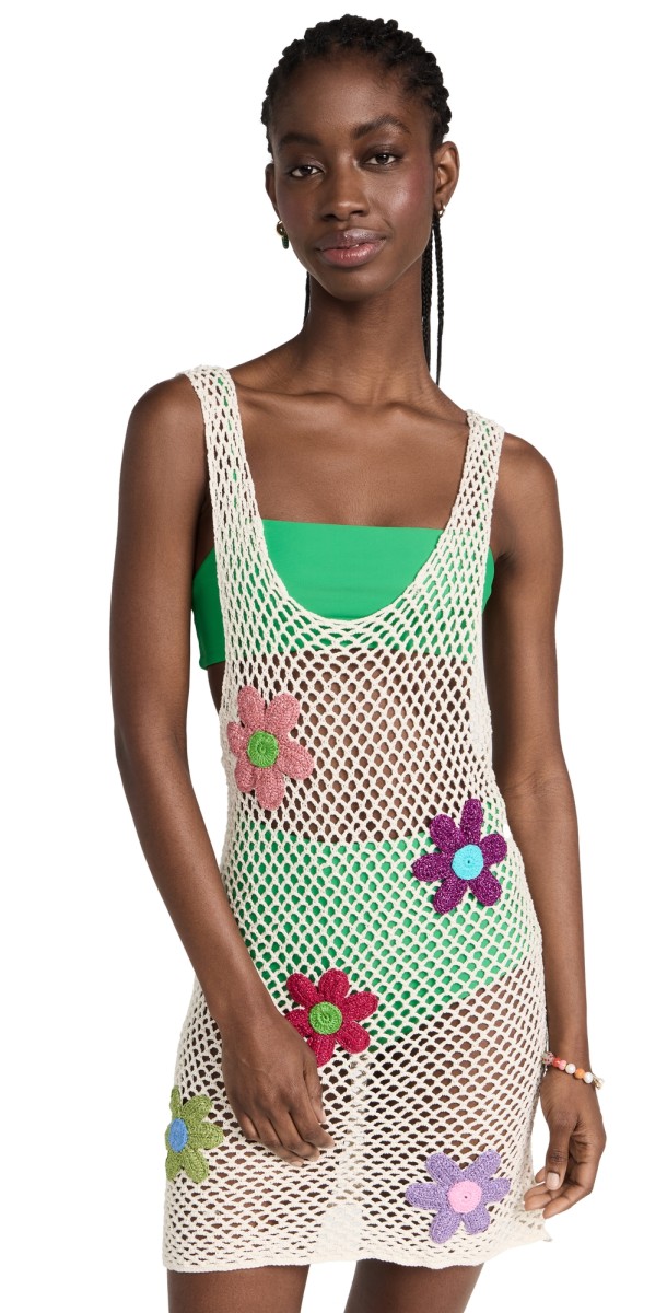 Rose Carmine Crochet Dress Ecru