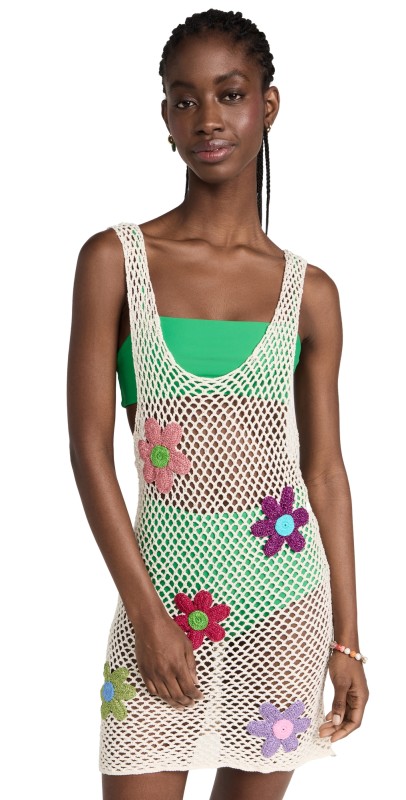 Rose Carmine Crochet Dress Ecru