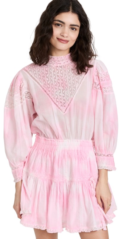 LoveShackFancy Viola Dress Island Pink Hand Dye