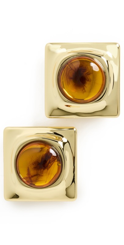 Ronny Kobo Joan Earrings Gold And Amber