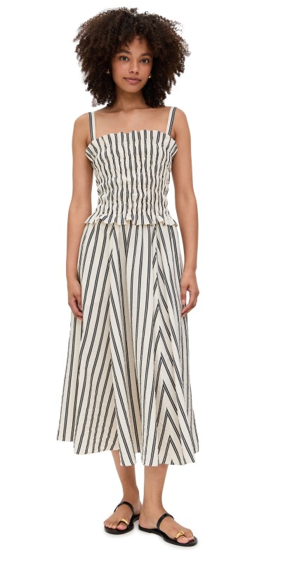 Polo Ralph Lauren Nylon Crinkle A Line Dress 1932 Stripe White Black