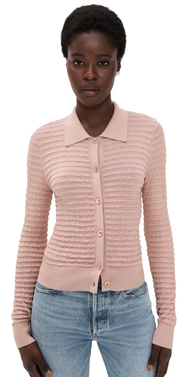 FRAME The Smocked Cardi Light Pink