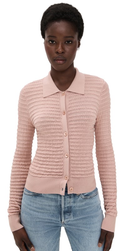 FRAME The Smocked Cardi Light Pink