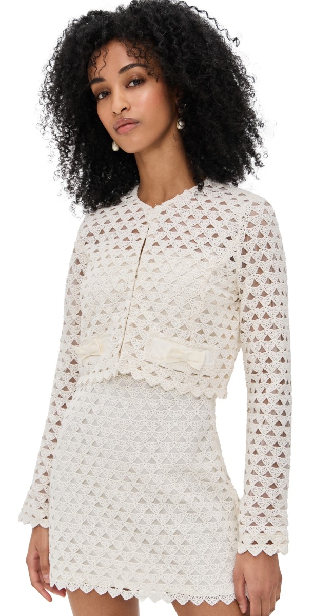 LoveShackFancy Alaya Jacket Optic White