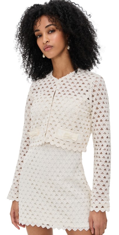 LoveShackFancy Alaya Jacket Optic White