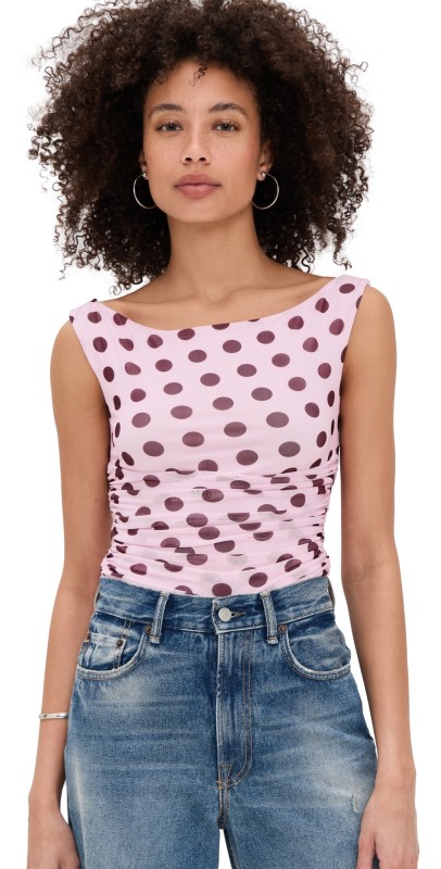 AFRM Mona Thong Bodysuit Rose Dot